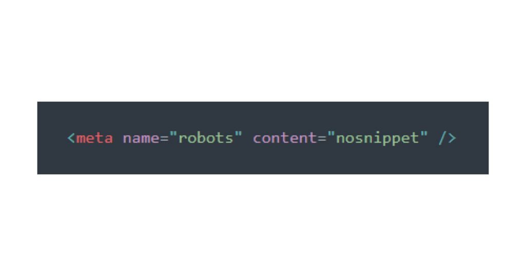Robots Nosnippet Tag